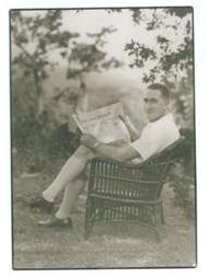 Arthur Paull Glanville reading the South China Morning Post in 1930s